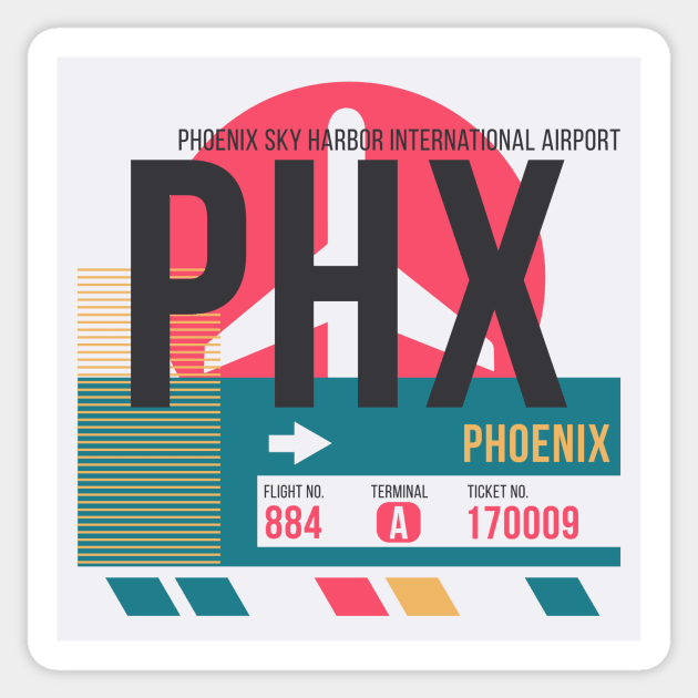 Phoenix (PHX) Airport // Sunset Baggage Tag Sticker by Now Boarding